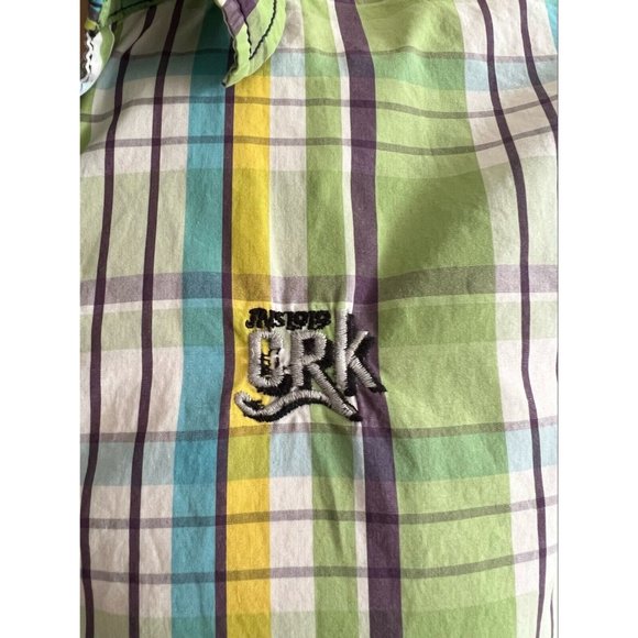 Crocker Men's Dress Shirt Multicolor Short Sleeve 100% Cotton Size L - Picture 6 of 10